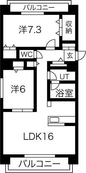 ブリーズ宮の沢Ⅲ(2LDK/3階)の間取り写真
