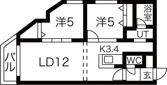 リュクスN22(2LDK/3階)の間取り写真