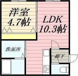 札沼線 八軒駅 徒歩6分 4階建 築17年(1LDK/2階)の間取り写真