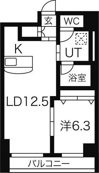 クレア西野(1LDK/9階)の間取り写真