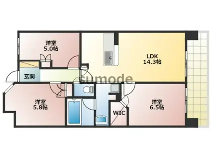 ミリカ・ヒルズ 一街区(3LDK/11階)の間取り写真