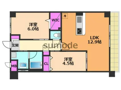 イニシオ山水(2LDK/1階)の間取り写真
