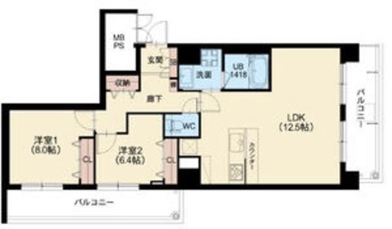 スプランディッド茨木天王(2LDK/1階)の間取り写真
