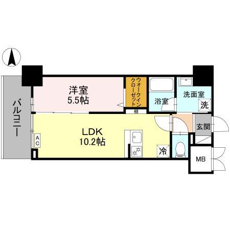 ストーリア茨木(1LDK/9階)の間取り写真