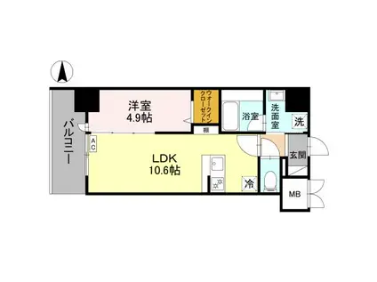 ストーリア茨木(1LDK/7階)の間取り写真