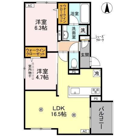 D-RESIDENCE南茨木(2LDK/2階)の間取り写真
