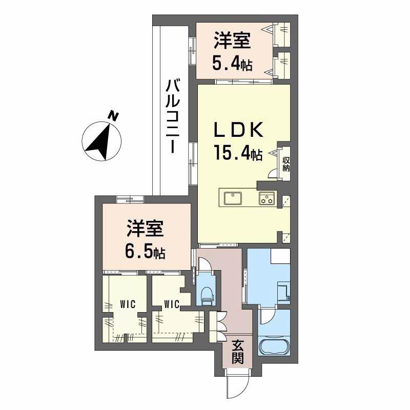 ハムステッドアレー(2LDK/2階)の間取り写真