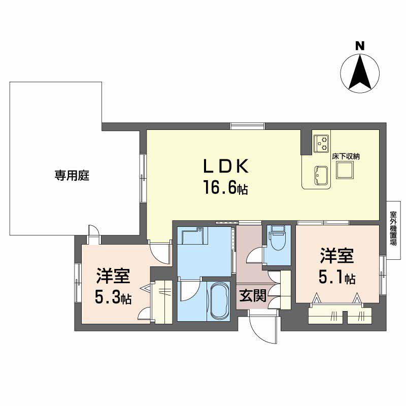 パルコートⅡ(2LDK/1階)の間取り写真