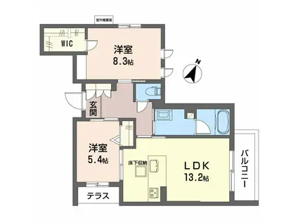 シャーメゾン ラヴィ(2LDK/2階)の間取り写真