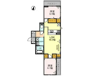 LA VIE BELLE 塚口(2LDK/2階)の間取り写真