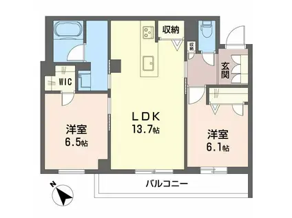 シャーメゾン アプリクス(2LDK/2階)の間取り写真