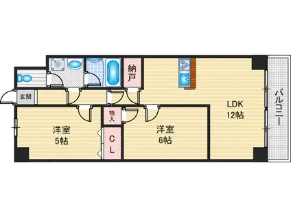 MSヒルズ千里丘ノース(2LDK/1階)の間取り写真
