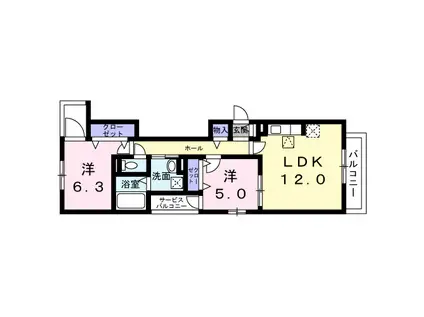 パル茨木(2LDK/3階)の間取り写真
