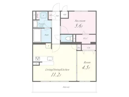 パークサイド健都(2LDK/1階)の間取り写真