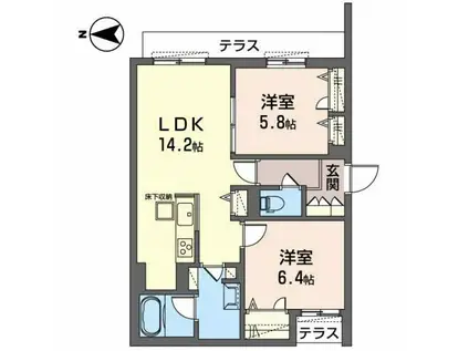 プルーメハイム(2LDK/1階)の間取り写真