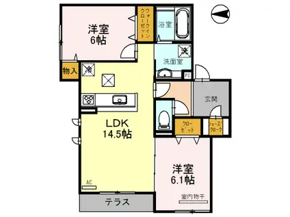 SESSHU寿恵之橋(2LDK/1階)の間取り写真