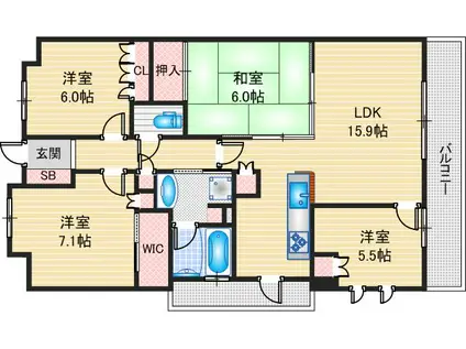 ミリカ・ヒルズ 一街区(4LDK/10階)の間取り写真