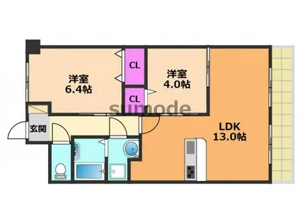 フェアパレスST(2LDK/2階)の間取り写真