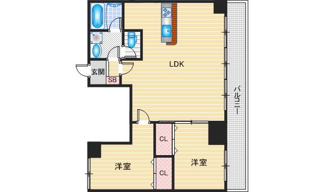 MSヒルズ千里丘サウス(2LDK/6階)の間取り写真