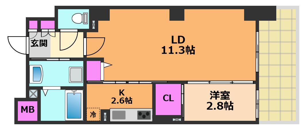 LIBRA TAKATSUKI (1LDK/5階)の間取り写真