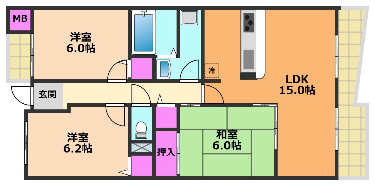 フェアフィールド(3LDK/3階)の間取り写真