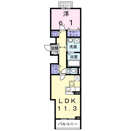 ユニゾン安満 A棟(1LDK/3階)の間取り写真