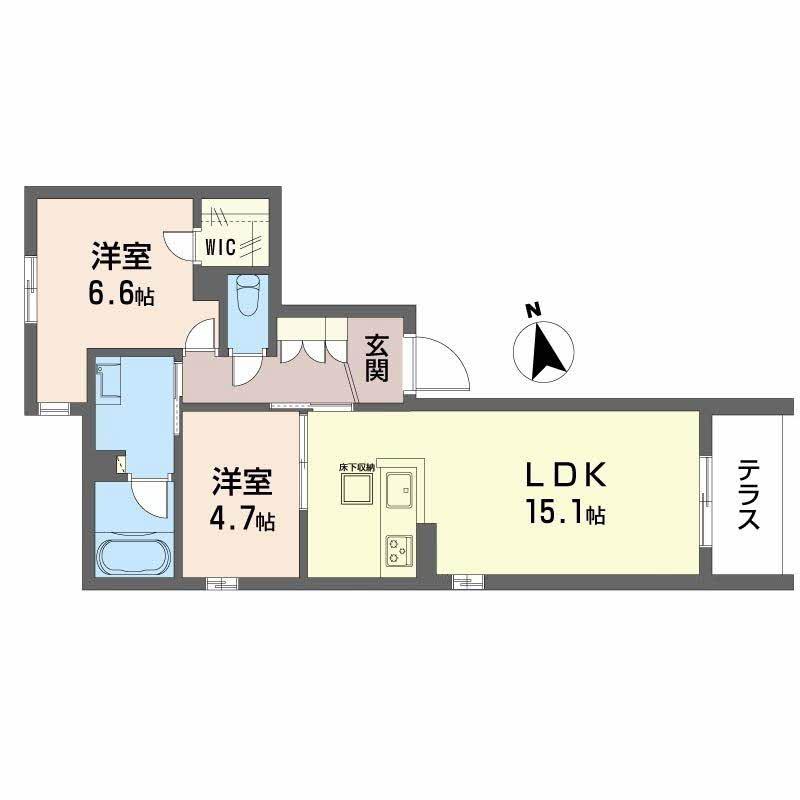 シャーメゾンひいらぎ(1LDK/1階)の間取り写真