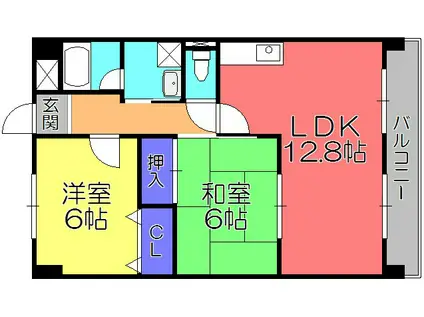 ウイングパレス東陽(2LDK/3階)の間取り写真