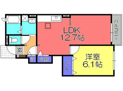 ファミリータイズII(1LDK/1階)の間取り写真