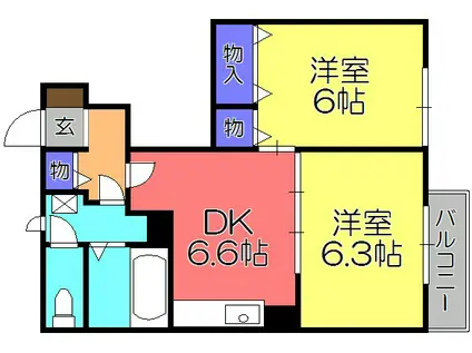 シャン・アンソレイエA(2DK/1階)の間取り写真