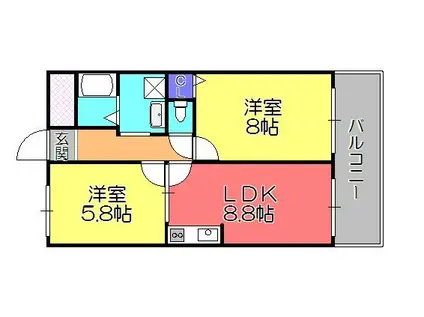 ハイツエクセルV番館(2LDK/1階)の間取り写真