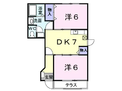 サンウエストカワセ(2DK/1階)の間取り写真