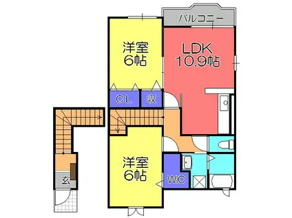 オースピシャスプレイシスII(2LDK/2階)の間取り写真