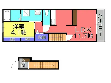 キルシェI(1LDK/2階)の間取り写真