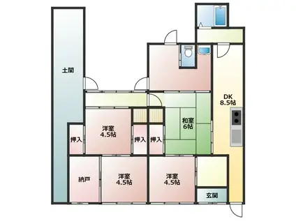 近江鉄道本線 八日市駅 徒歩53分 1階建 築51年(4SLDK)の間取り写真