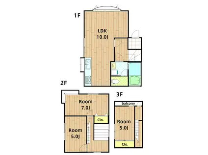 京浜急行電鉄本線 大森町駅 徒歩14分 3階建 築38年(3LDK)の間取り写真