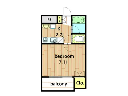 グラン シャリオ(1K/4階)の間取り写真