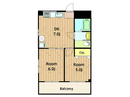 三共コーポ(2DK/2階)の間取り写真