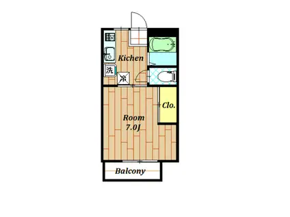 サンシティドミールC棟(1K/1階)の間取り写真