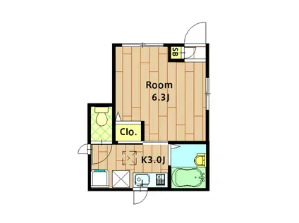 パルモ中央(1K/1階)の間取り写真