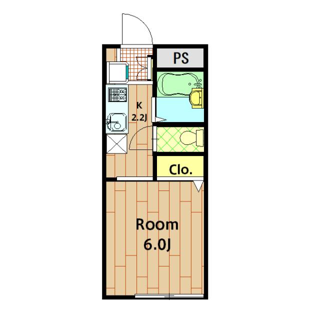 BEE・FLAT(1K/1階)の間取り写真