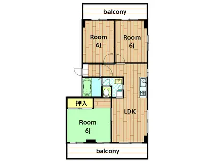 本間ビル(3LDK/4階)の間取り写真