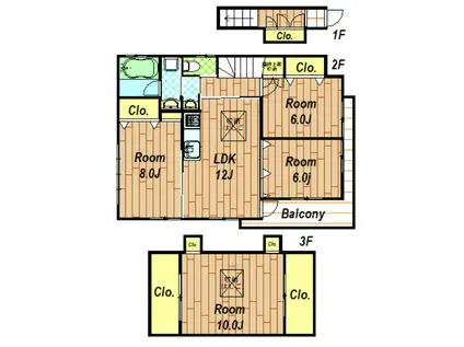 京浜急行電鉄本線 大森町駅 徒歩14分 2階建 築23年(3LDK)の間取り写真