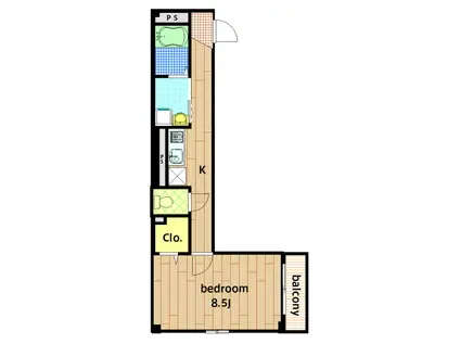 リップルハウス(1K/1階)の間取り写真