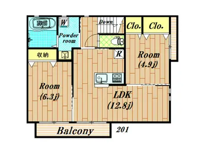 シャルマンドミール(2LDK/2階)の間取り写真