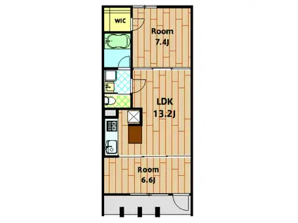 CHART HOUSEふるはま公園(2LDK/1階)の間取り写真