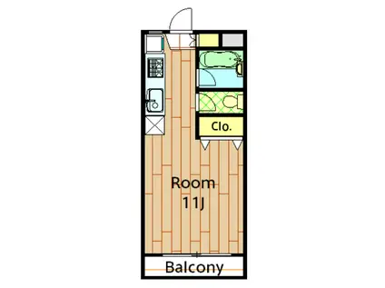 ロイヤルハウスA棟(ワンルーム/1階)の間取り写真