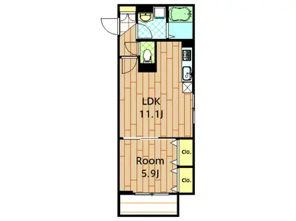 サンパレス(1LDK/2階)の間取り写真