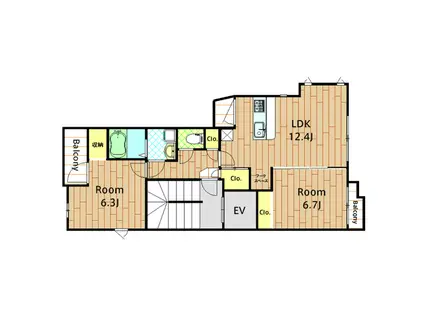 SAKURA(2LDK/2階)の間取り写真