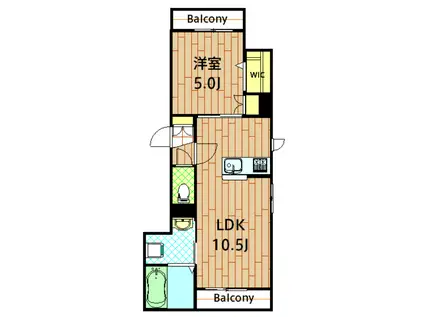 メゾンド・シャンテ(1LDK/1階)の間取り写真